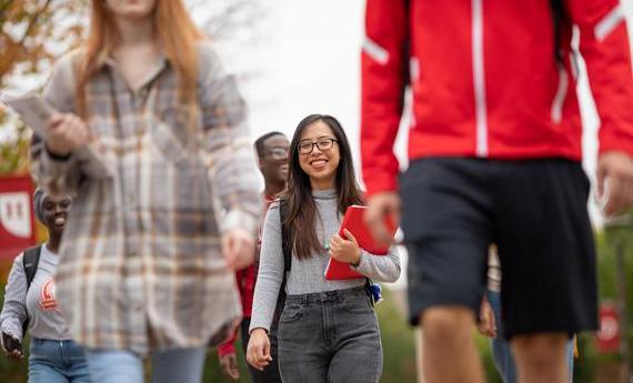 Group of  international students walking on campus