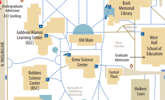 a cropped section of the  campus map PDF