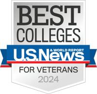 US News and World Report badge stating that  is a Best College for Veterans, 2024